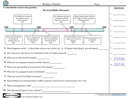Timeline Worksheets - Horizontal Timelines worksheet